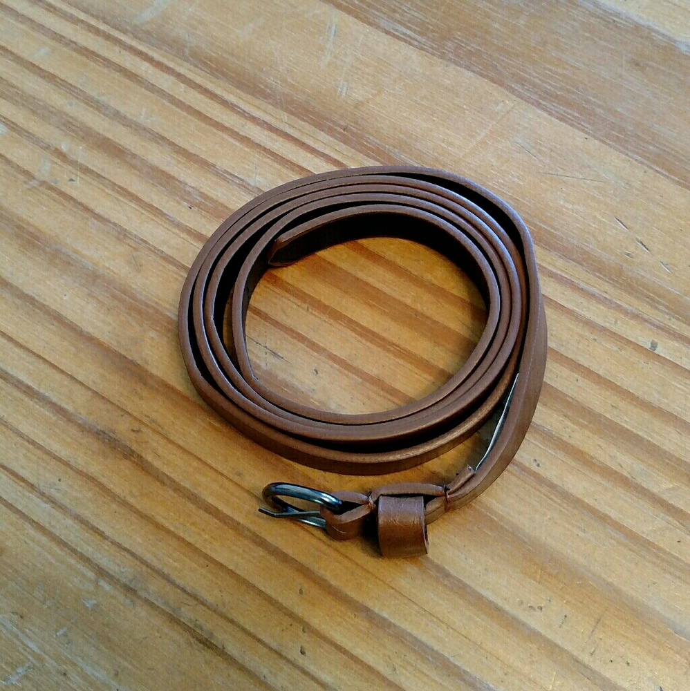 Brown Leather Skinny Belt - Women's Accessory